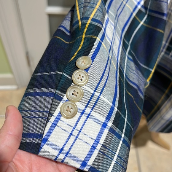 Green and cream made in the USA plaid blazer Tommy Hilfiger 50 - Picture 3 of 10